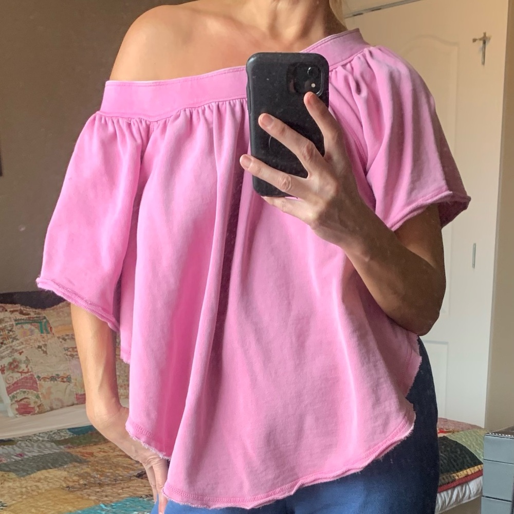 Free people, oversized small, short sleeve, off the shoulder sweatshirt